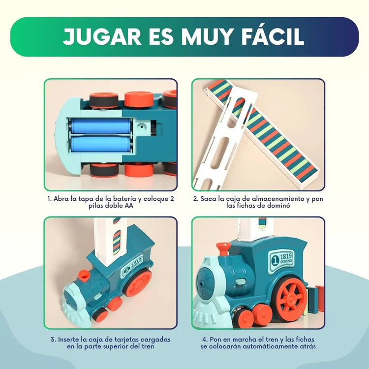 Tren domino con luces y sonidos - 60 piezas