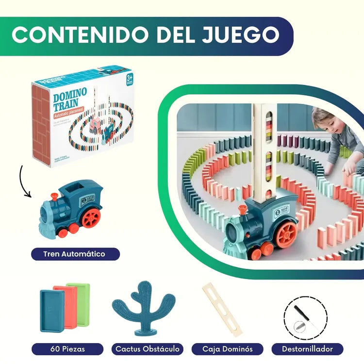 Tren domino con luces y sonidos - 60 piezas